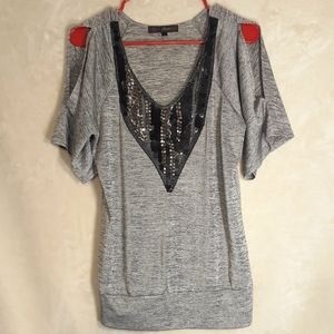 Grey dress shirt with sequience